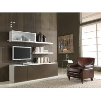 Parete "Stile" con base, mensole e pensiline - PA49