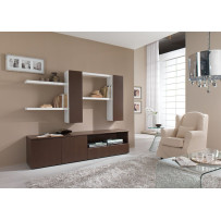 Parete "Stile" con base, mensole e pensiline - PA47