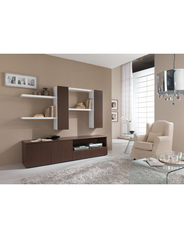 Parete "Stile" con base, mensole e pensiline - PA47