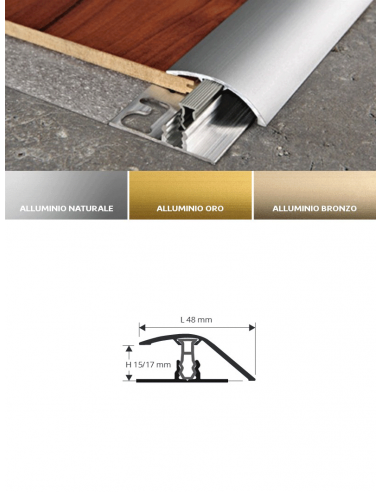 Vendita online profilo terminale Zero Curve 15 in alluminio anodizzato per pavimenti laminati - eSAEM.it
