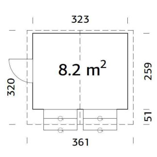 CASETTA in legno STELLA B dimensione 8,2 m² su eSAEM.it