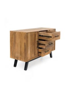 Buffet 2 ante 3 cassetti con piedi in legno scuro - eSAEM.it